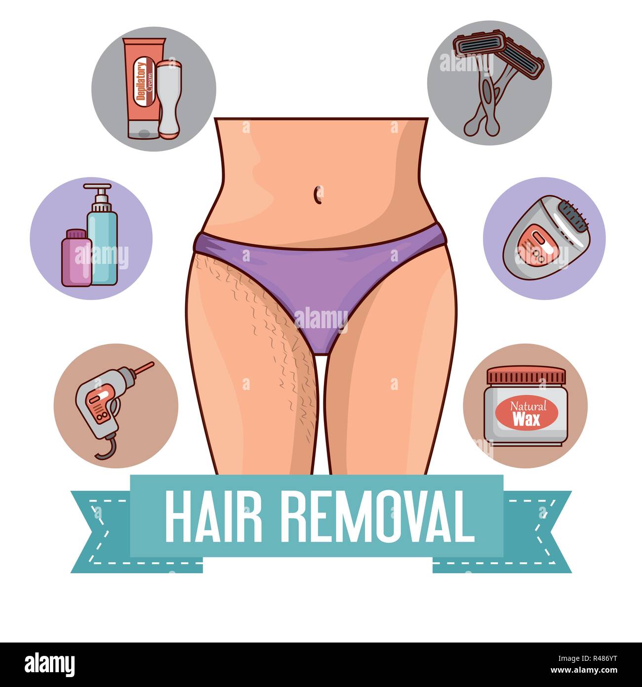 Frau Taille mit Haarentfernung Symbole Vector Illustration Design Stock Vektor