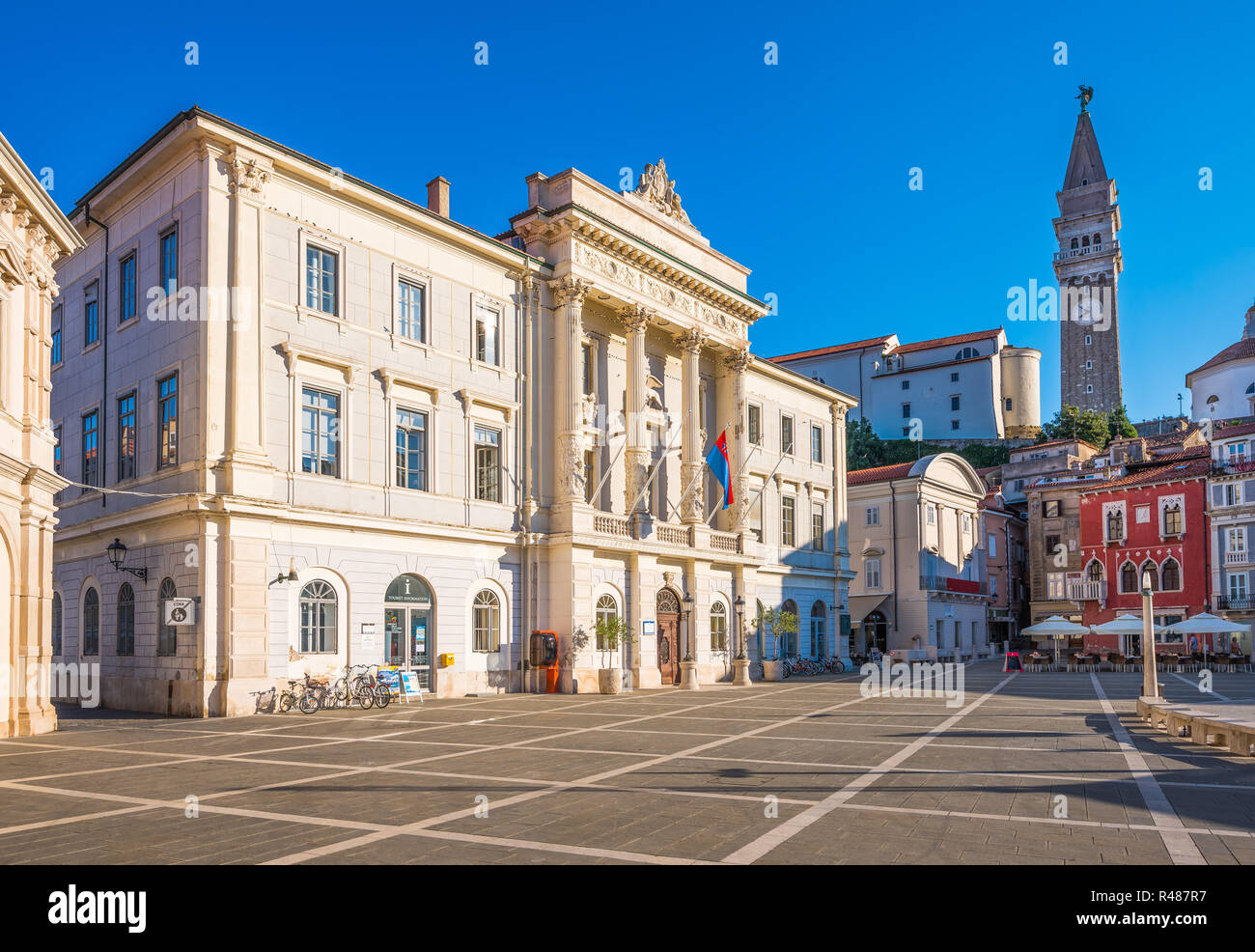 Tartini-platz in der Altstadt von Piran, Slowenien Stockfoto