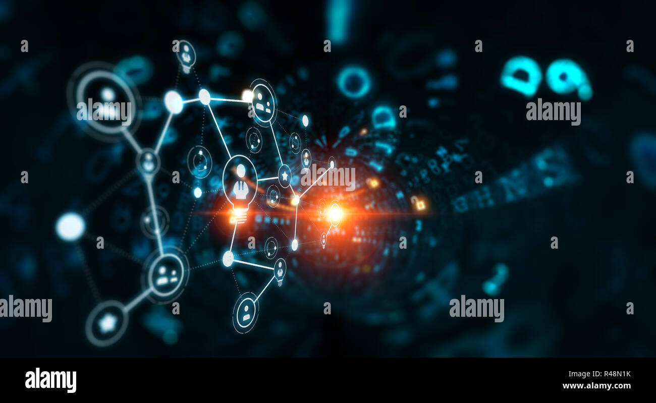 Soziale Kommunikation und Vernetzung. Mixed Media Stockfoto