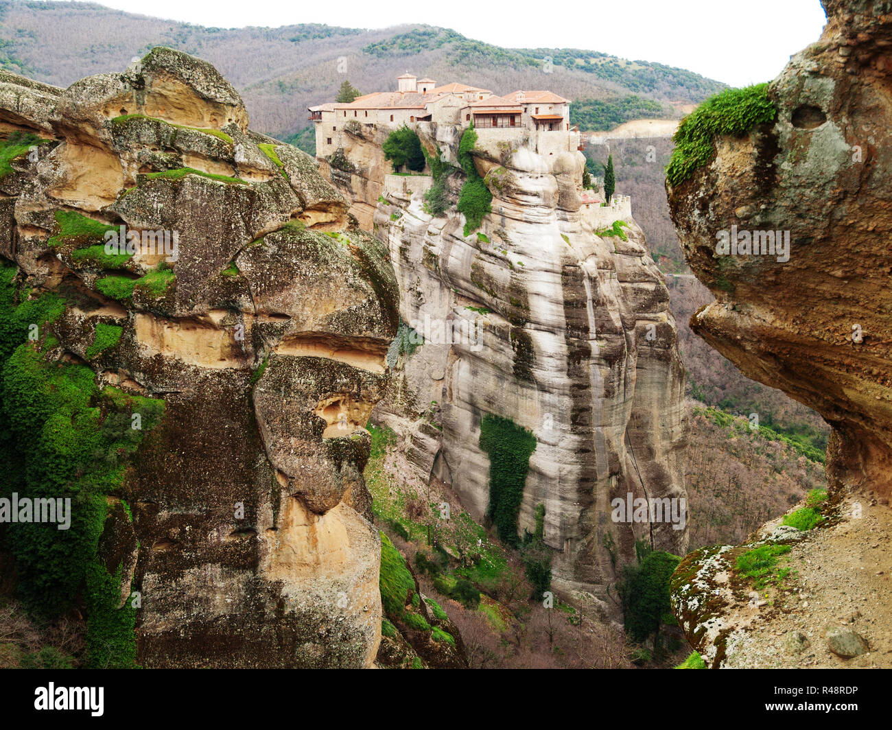 Clifftop Meteora Klöster, Meteora Klöster, Klippe Klippe Meteora Klöster, Meteora Klöster Klippe Stockfoto