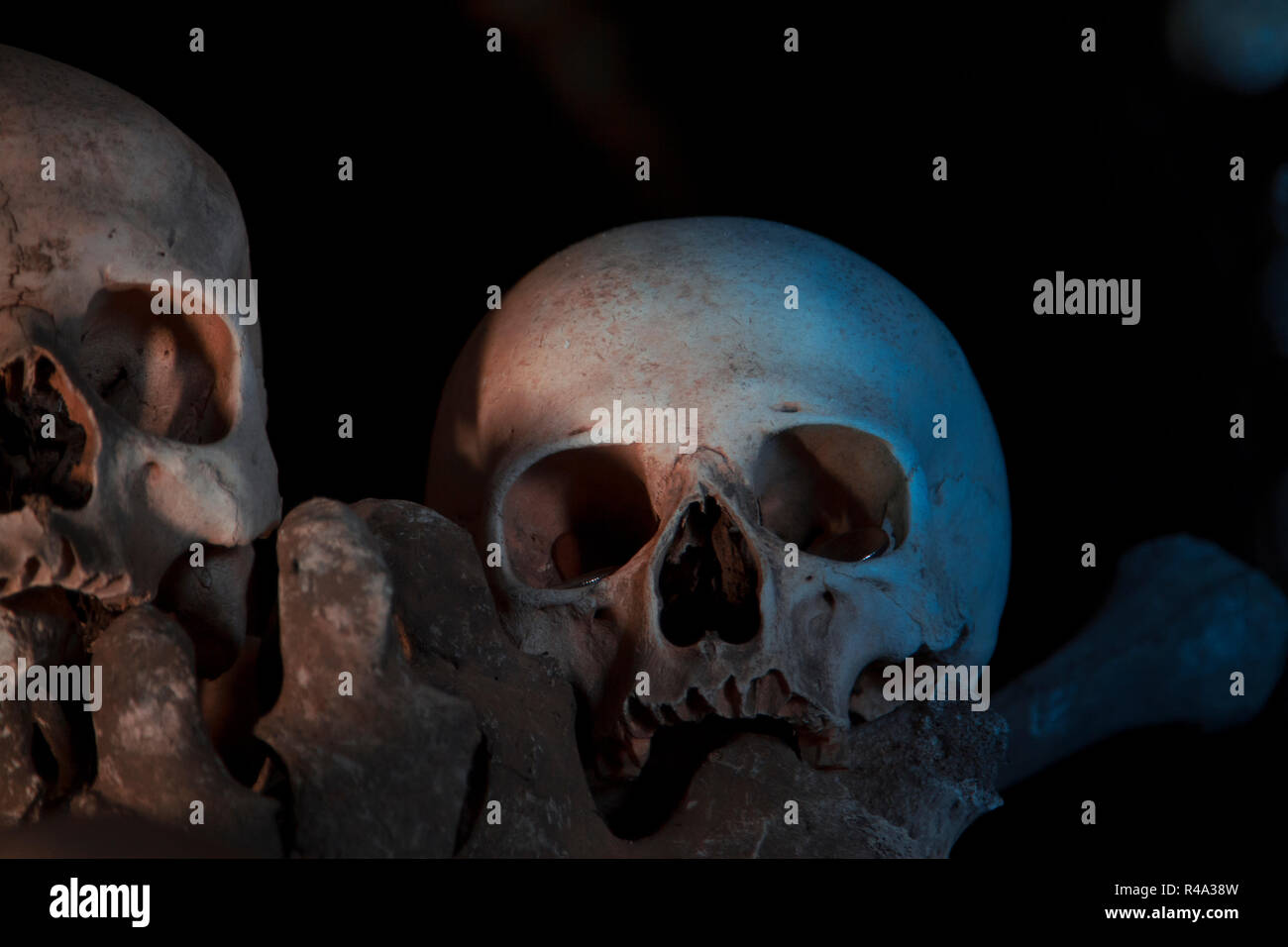 Schädel in Kostnice Kirche in der Tschechischen Stadt Kutna Hora Stockfoto