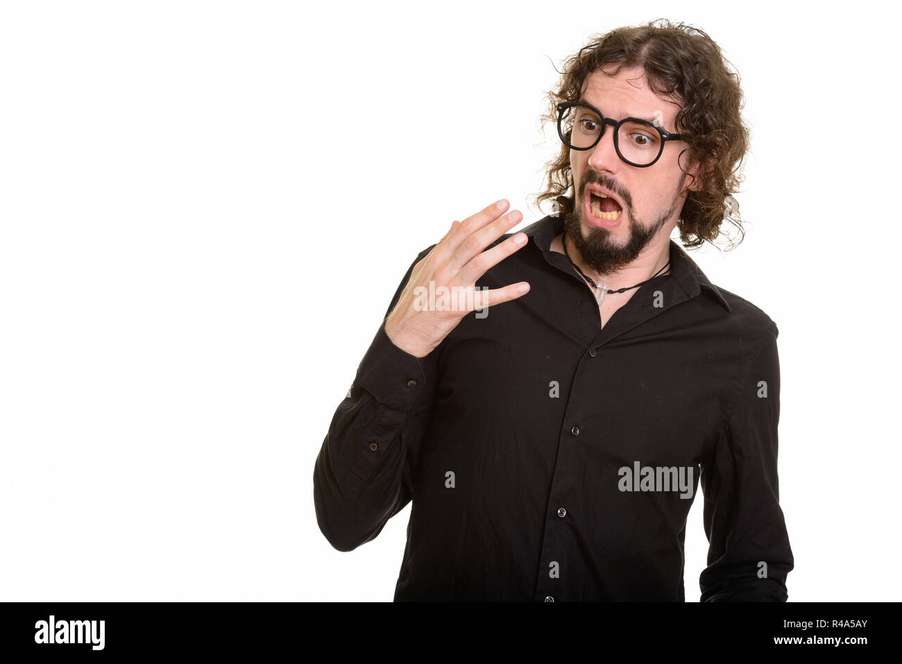 Stattlichen kaukasischen Mann geschockt und überrascht Stockfoto