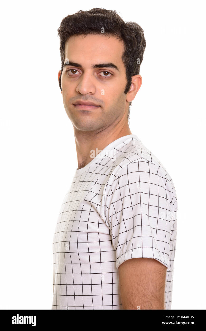Porträt der jungen Persischen Mann an der Kamera auf der Suche Stockfoto
