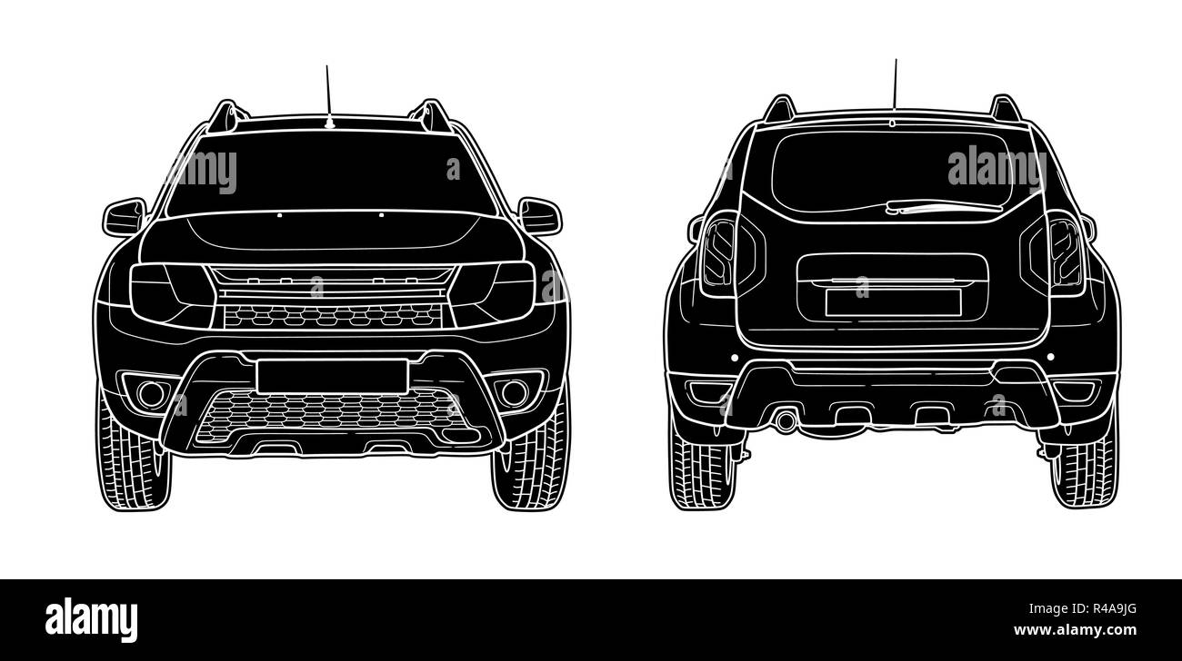 Vektor zeichnen der modernen Fahrzeug Technische Zeichnen Stock Vektor