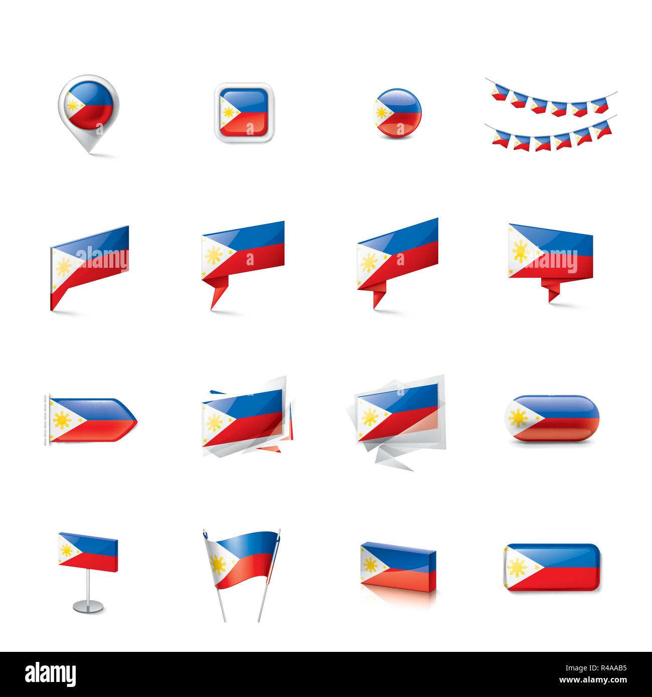 Philippinen Nationalflagge, Vektor, Abbildung auf weißem Hintergrund Stock Vektor