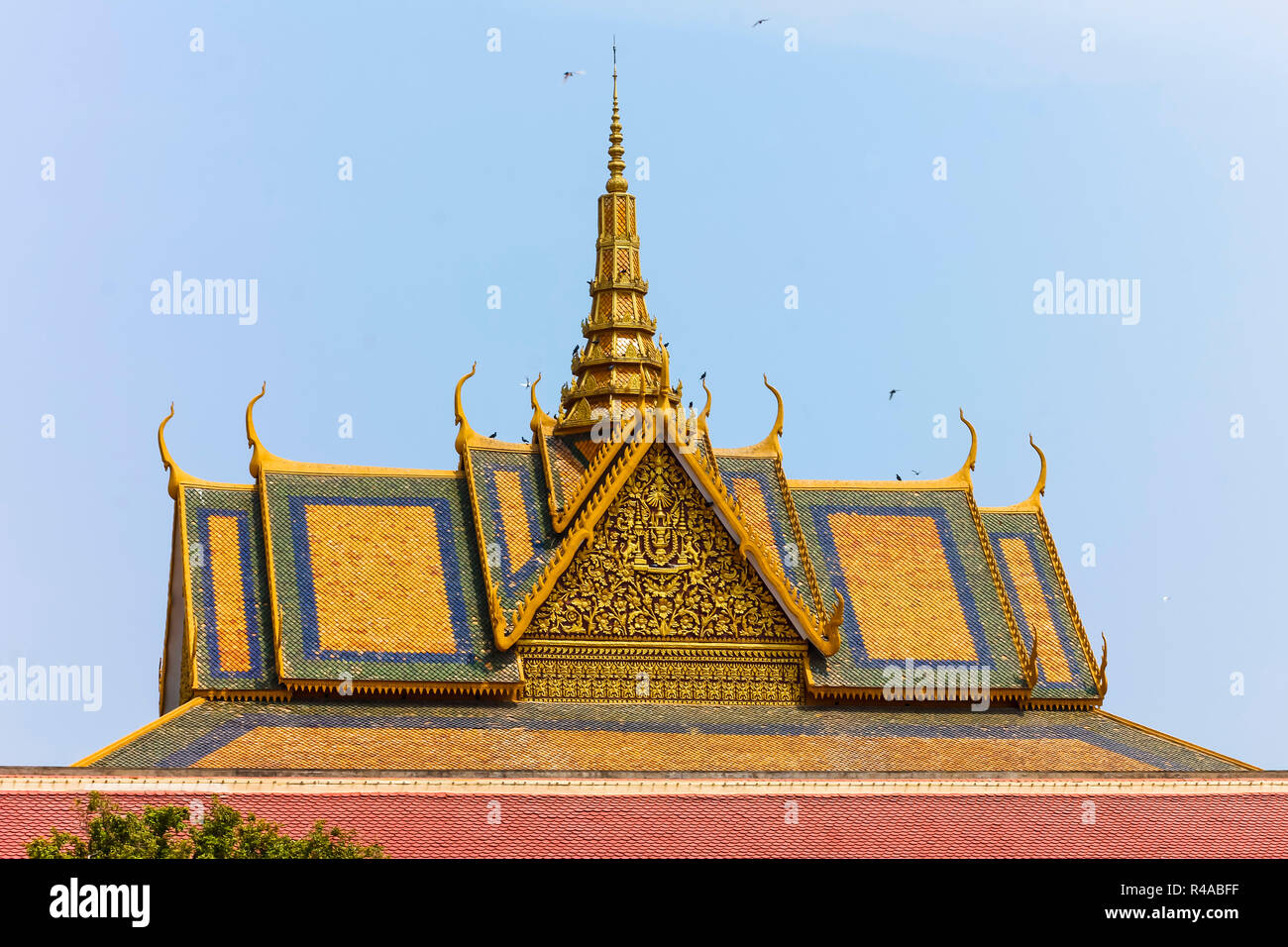 Dach des Pochani Pavillon in den Königlichen Palast, für Tagungen und Empfänge, Royal Palace, Stadtzentrum, Phnom Penh, Kambodscha Stockfoto