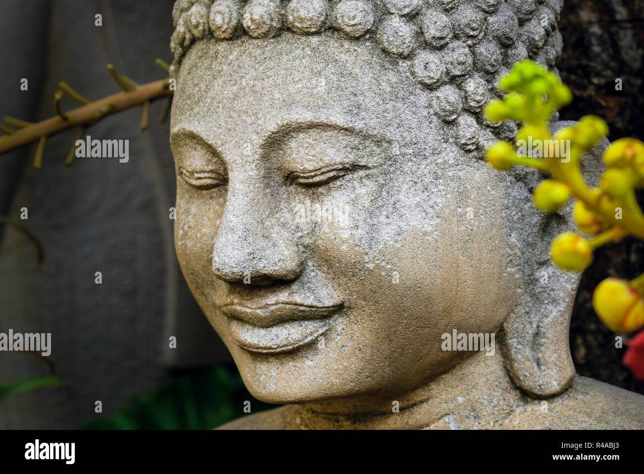 Kopf Detail der Buddha Statue im Königlichen Palast Komplex. Royal Palace, Stadtzentrum, Phnom Penh, Kambodscha Stockfoto
