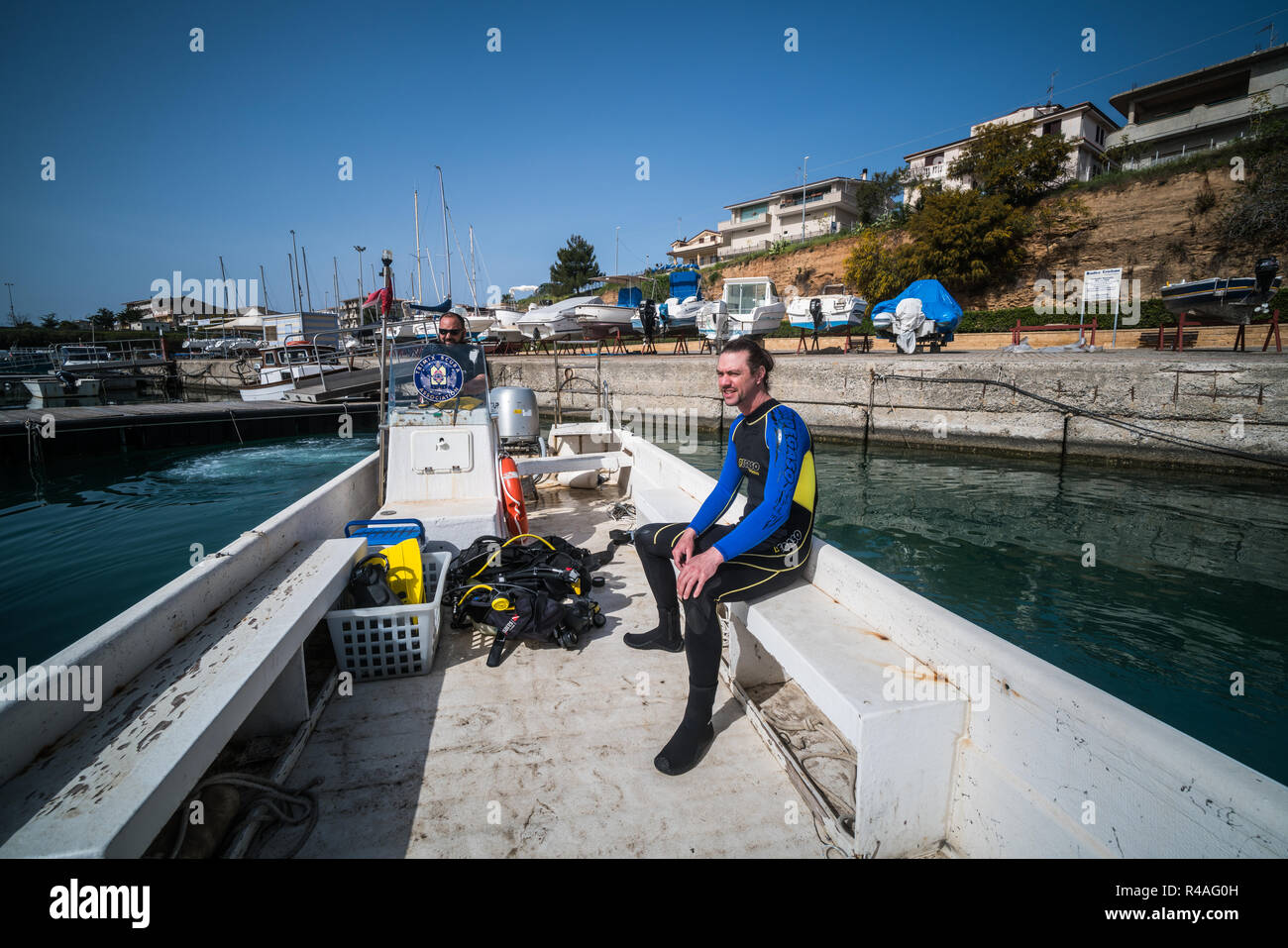 Tauchen in der Nähe des Le Castella, Crotone, Italien, Europa. Stockfoto