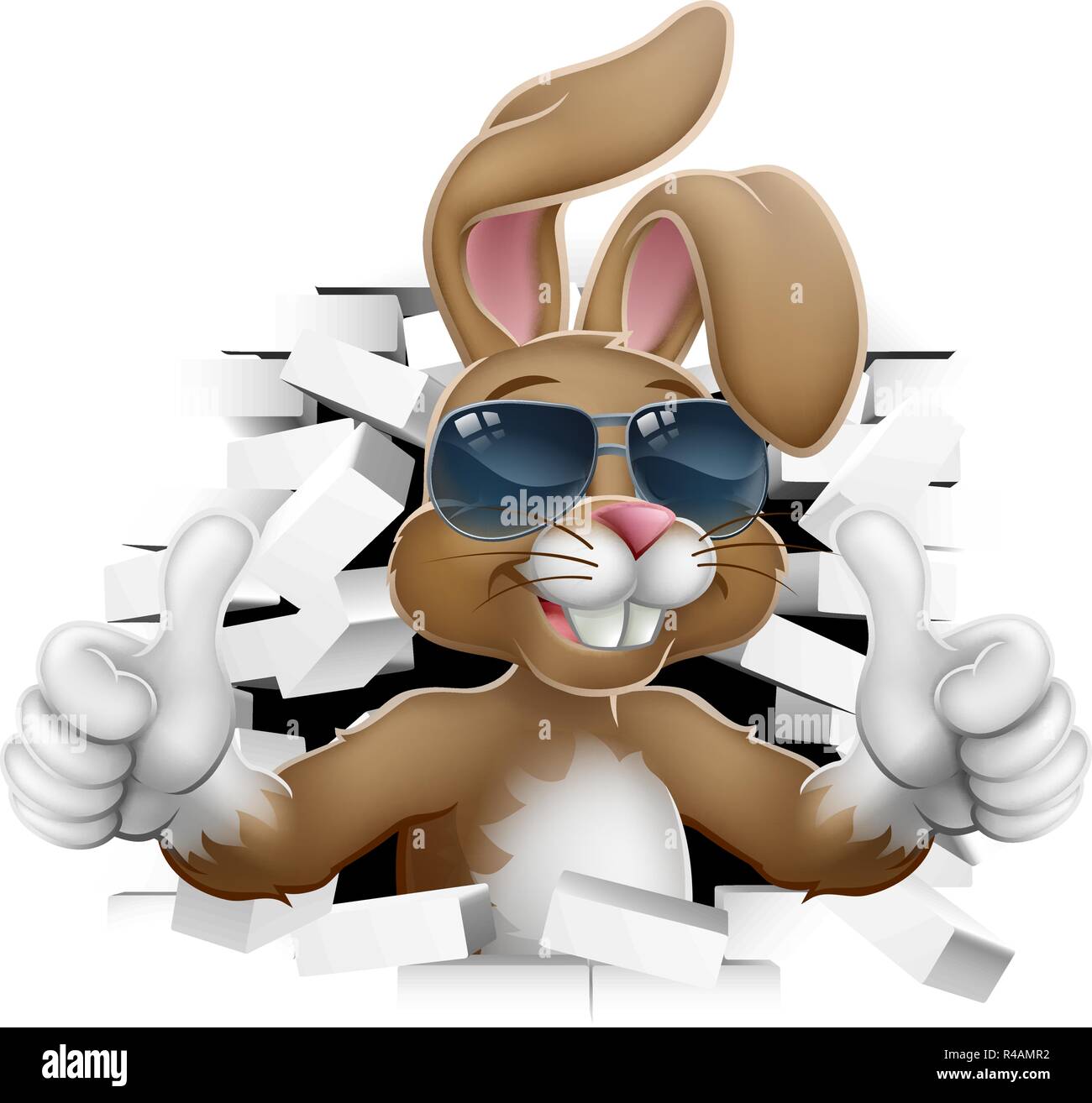 Osterhase Cool Rabbit Sonnenbrille Daumen hoch Stock Vektor