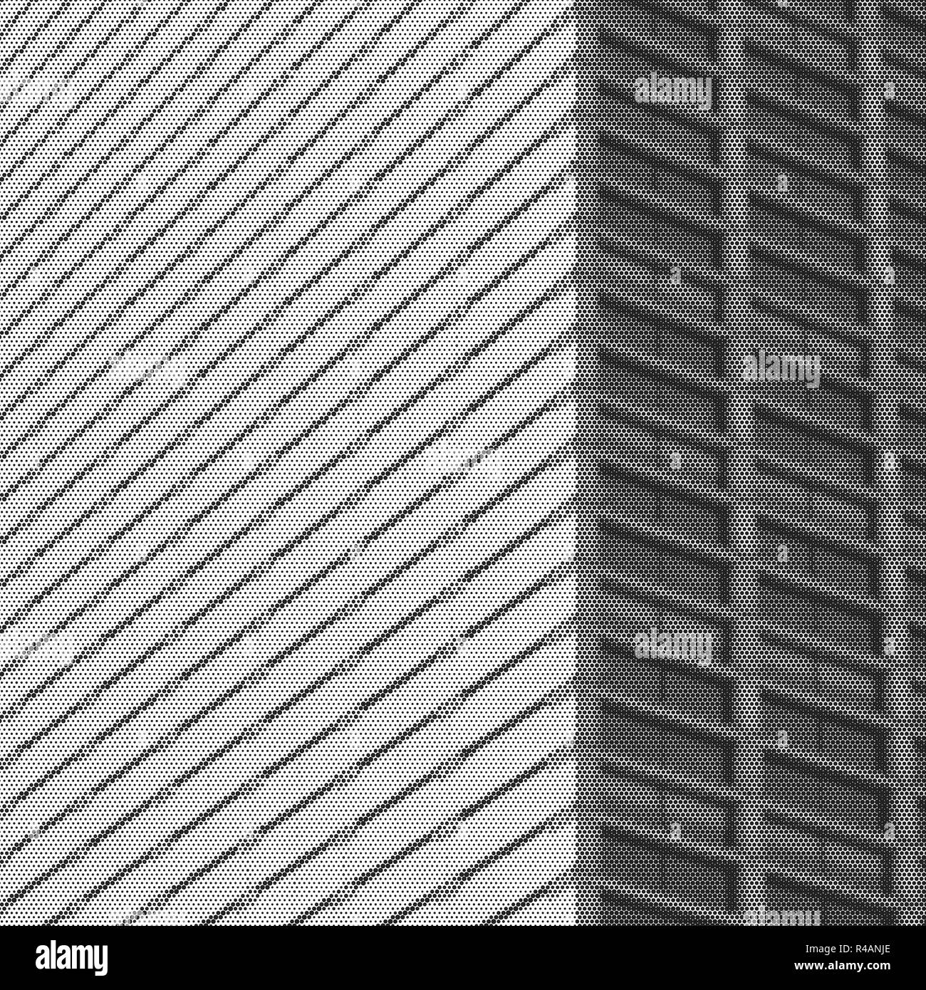 Vektor modernes Gebäude Schwarzweiß Schwarzweiß halftone abstrakte realistische Dekoration Hintergrund Textur Stock Vektor