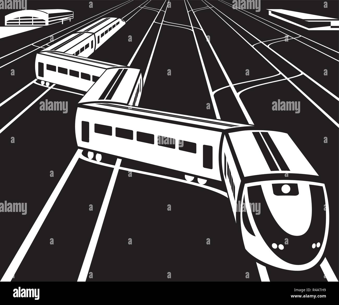 High speed Zug fährt vom Bahnhof - Vector Illustration Stock Vektor