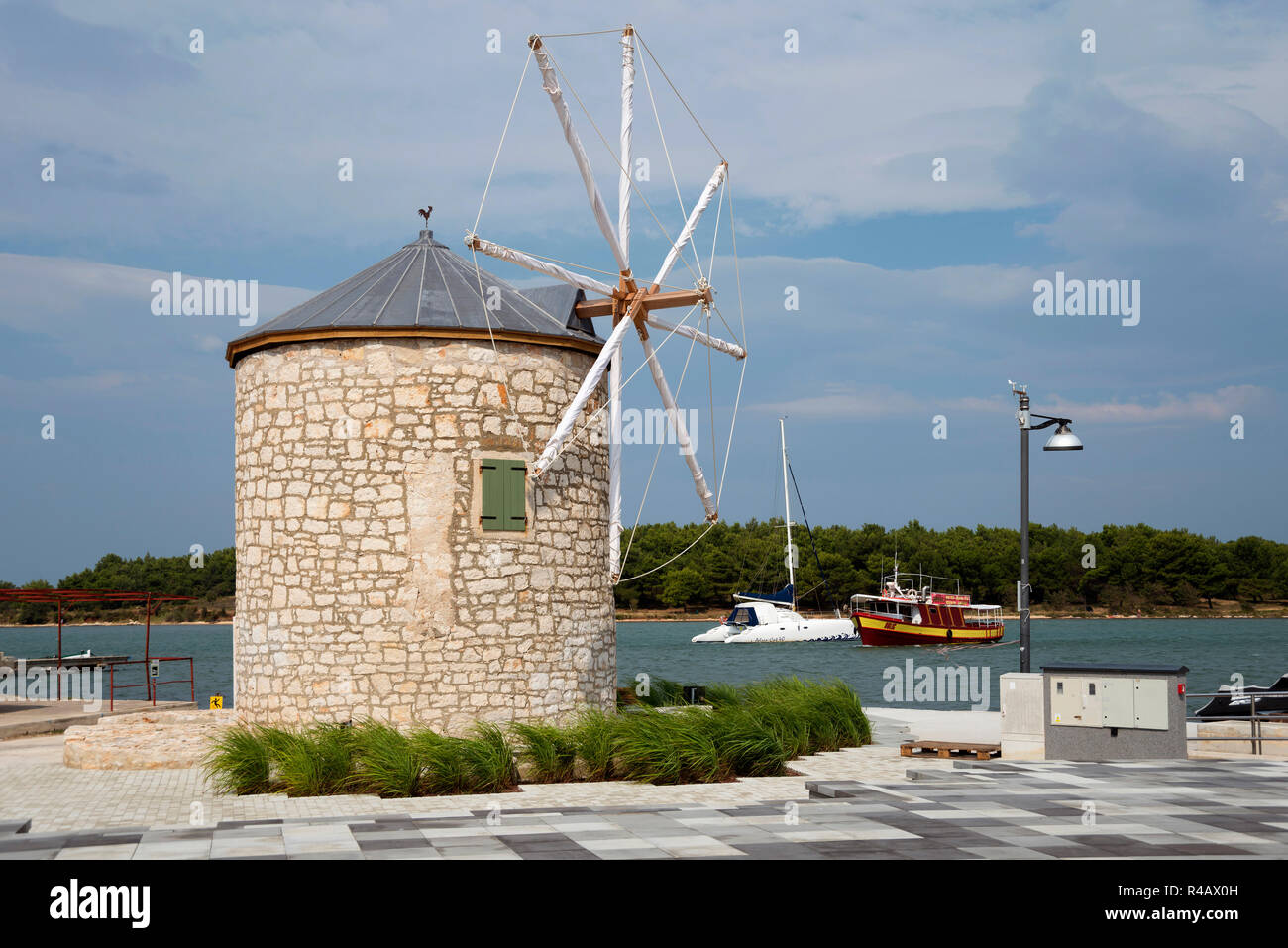 Windmühle, Medulin, Istrien, Kroatien Stockfoto