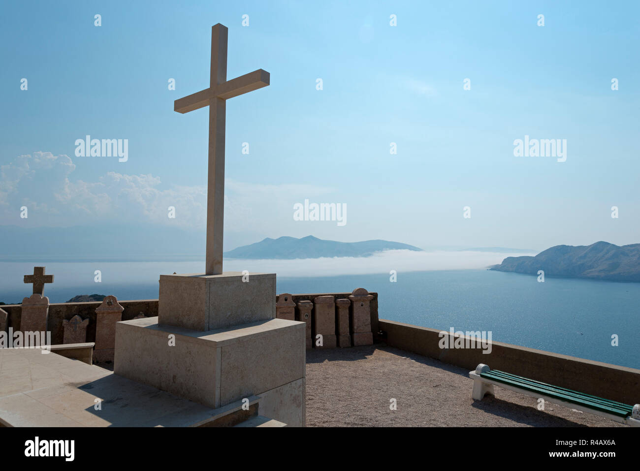 Blick auf die Insel Krk, Baska, Insel Krk, Kvarner Bucht, Kroatien Stockfoto