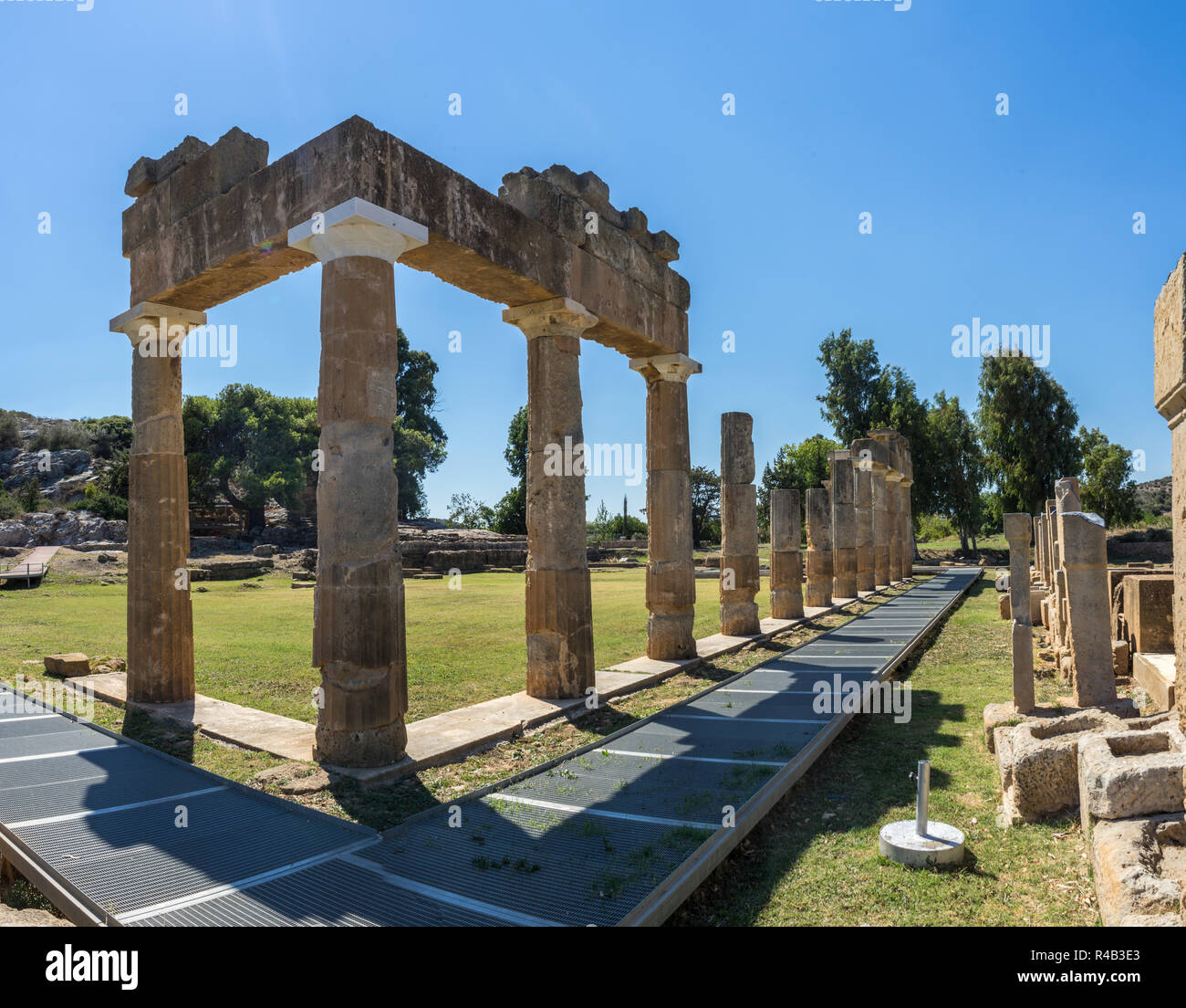 Die Ruinen der antiken griechischen Tempel der Göttin Artemis in Vravrona, Griechenland. Stockfoto