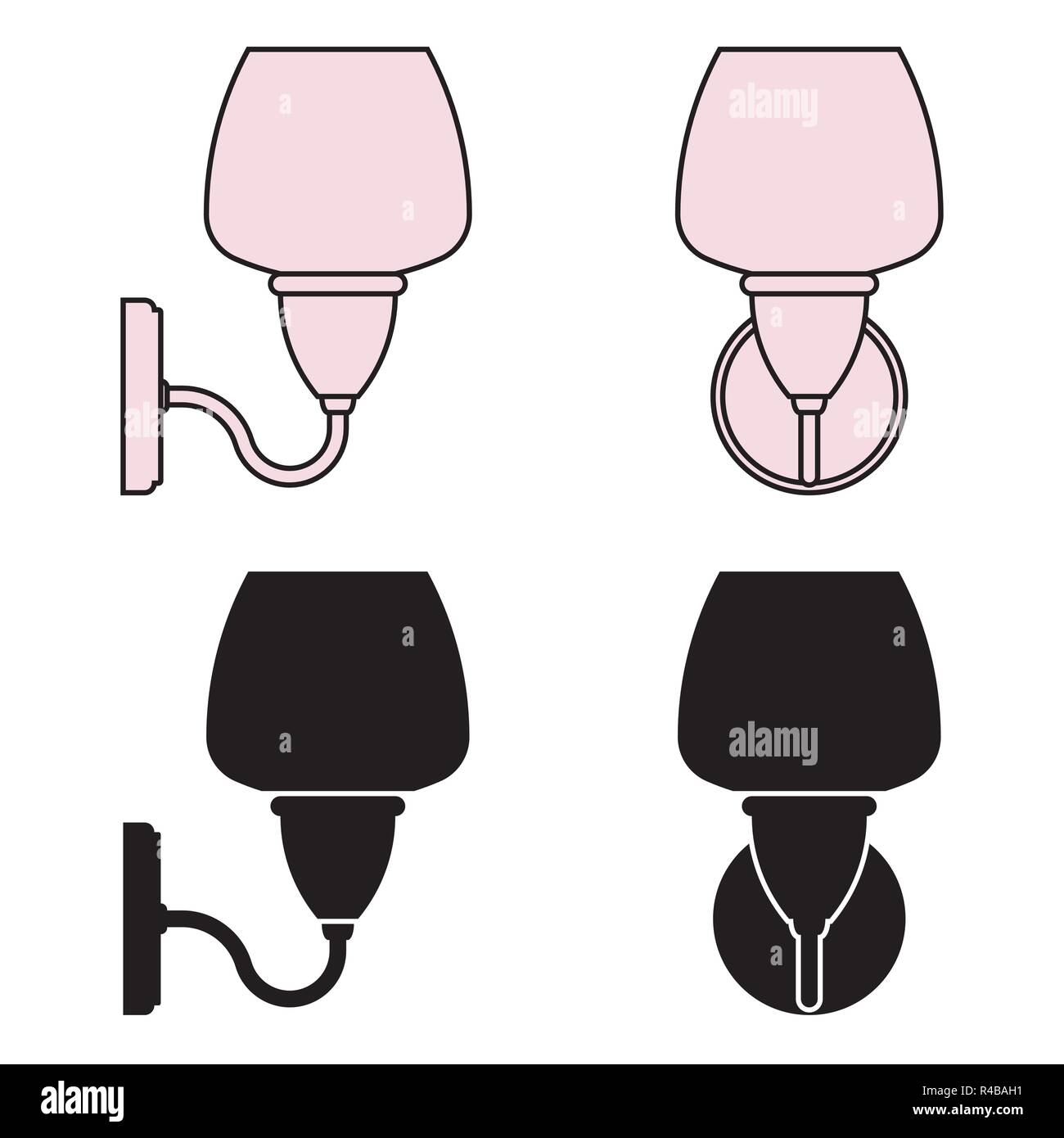 Wandleuchte. Dünne Linie und Silhouette Vektor Stock Vektor