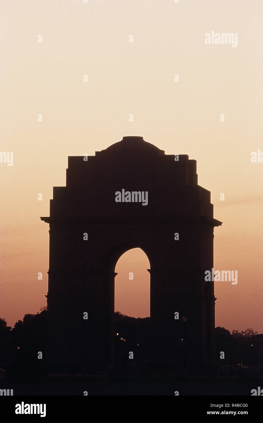 Silhouette von India Gate, New Delhi, Indien, Asien Stockfoto