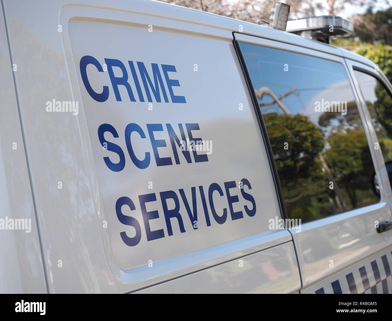 Melbourne, Australien - 25. Juli 2018: Polizei Tatort Dienstleistungen van in einem Vorort von Glen Waverley in Melbourne Osten. Stockfoto