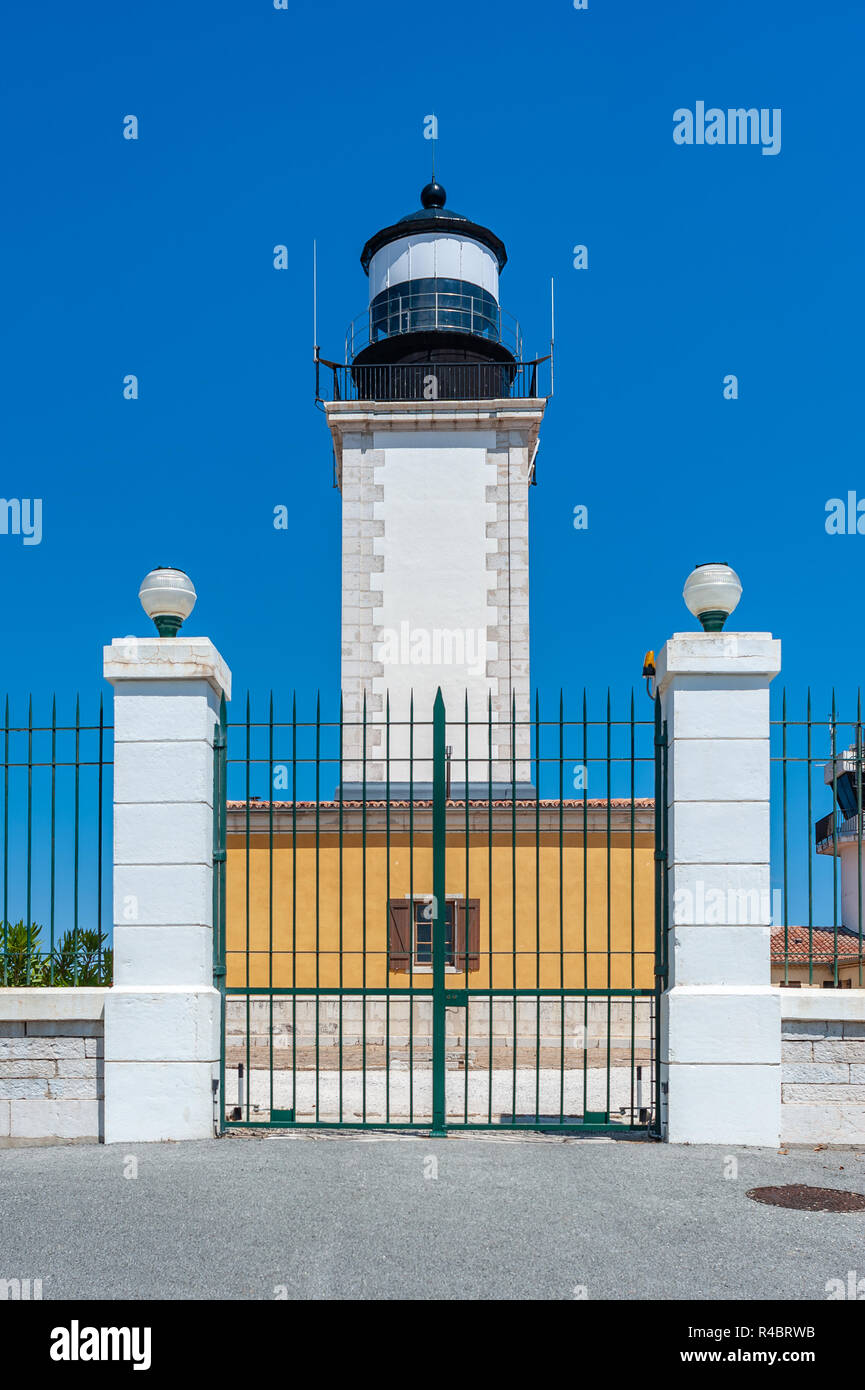 Leuchtturm am Cap Camarat, Ramatuelle, Var, Provence-Alpes-Cote d'Azur, Frankreich, Europa Stockfoto