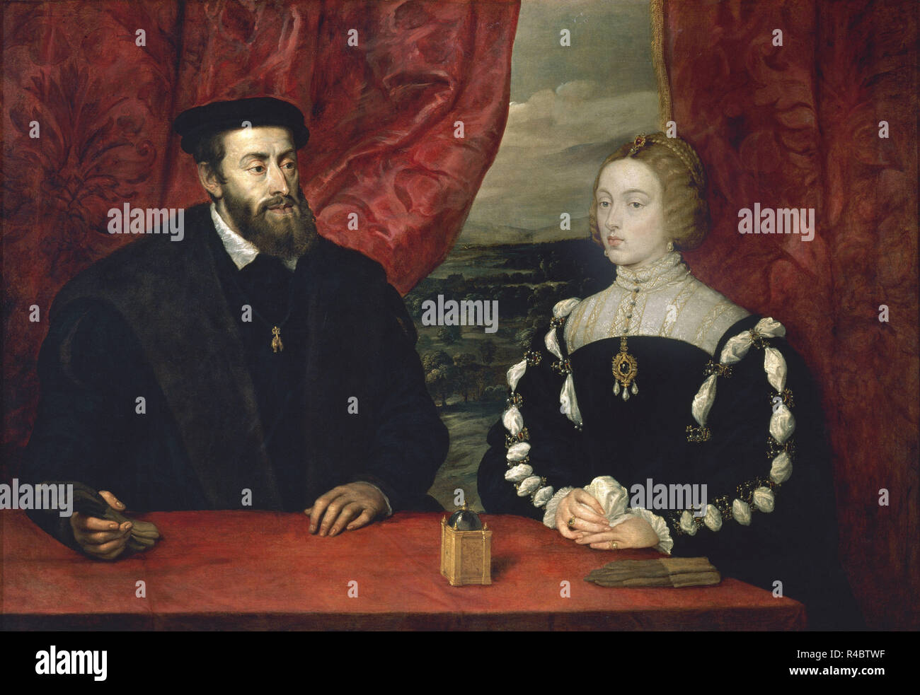 "Karl V und Kaiserin Isabel', Ca. 1628, Öl auf Leinwand, 114 x 164 cm. Autor: RUBENS, PETER PAUL. Standort: Private Collection. MADRID. Spanien. Stockfoto