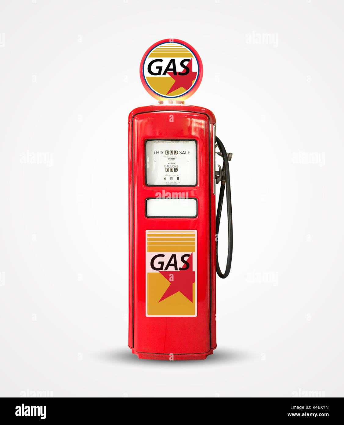 Alte vintage Benzin Benzin pumpe auf einfachen Hintergrund isoliert Stockfoto