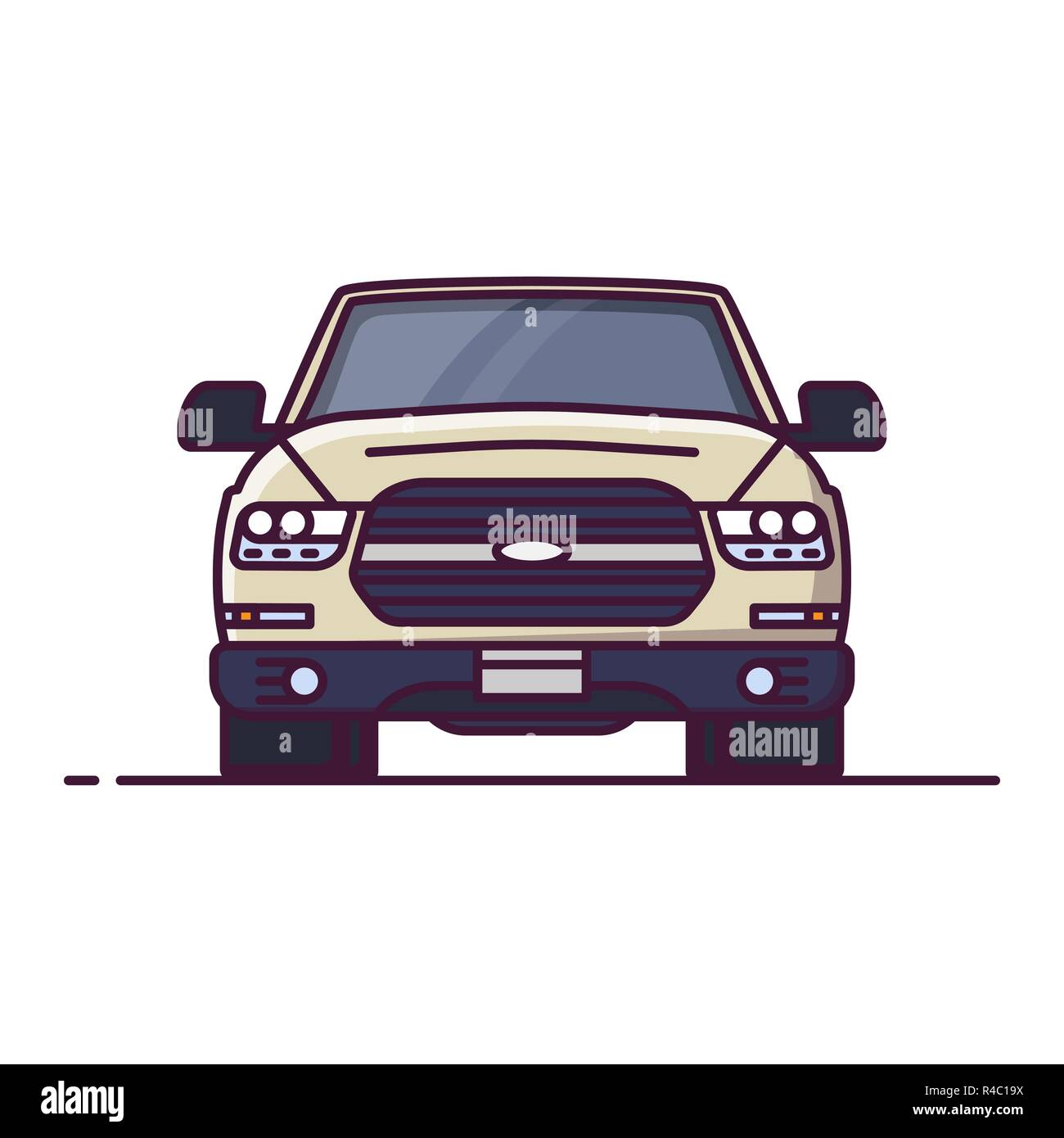 Vorderansicht des SUV. Linienstil Vector Illustration. Off Road Fahrzeug Banner. Offroad modernes Auto von vorne. Big Truck Pixel Perfect Banner. Stock Vektor