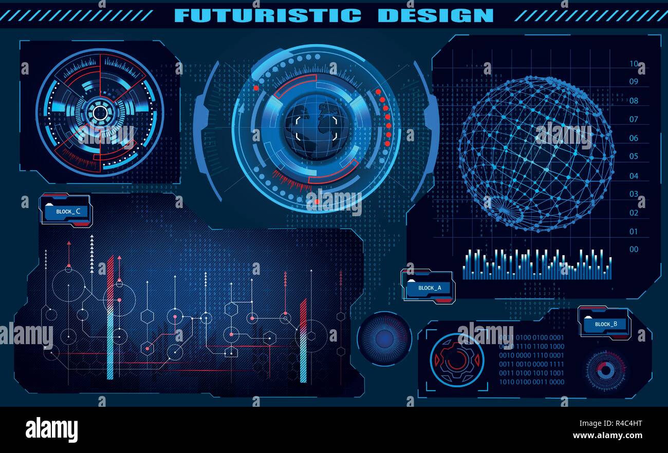 Futuristische Benutzeroberflache Hud Design Infografik Hologramm Des Globus Thema Und Wissenschaft Das Thema Der Analyse Abbildung Stock Vektorgrafik Alamy