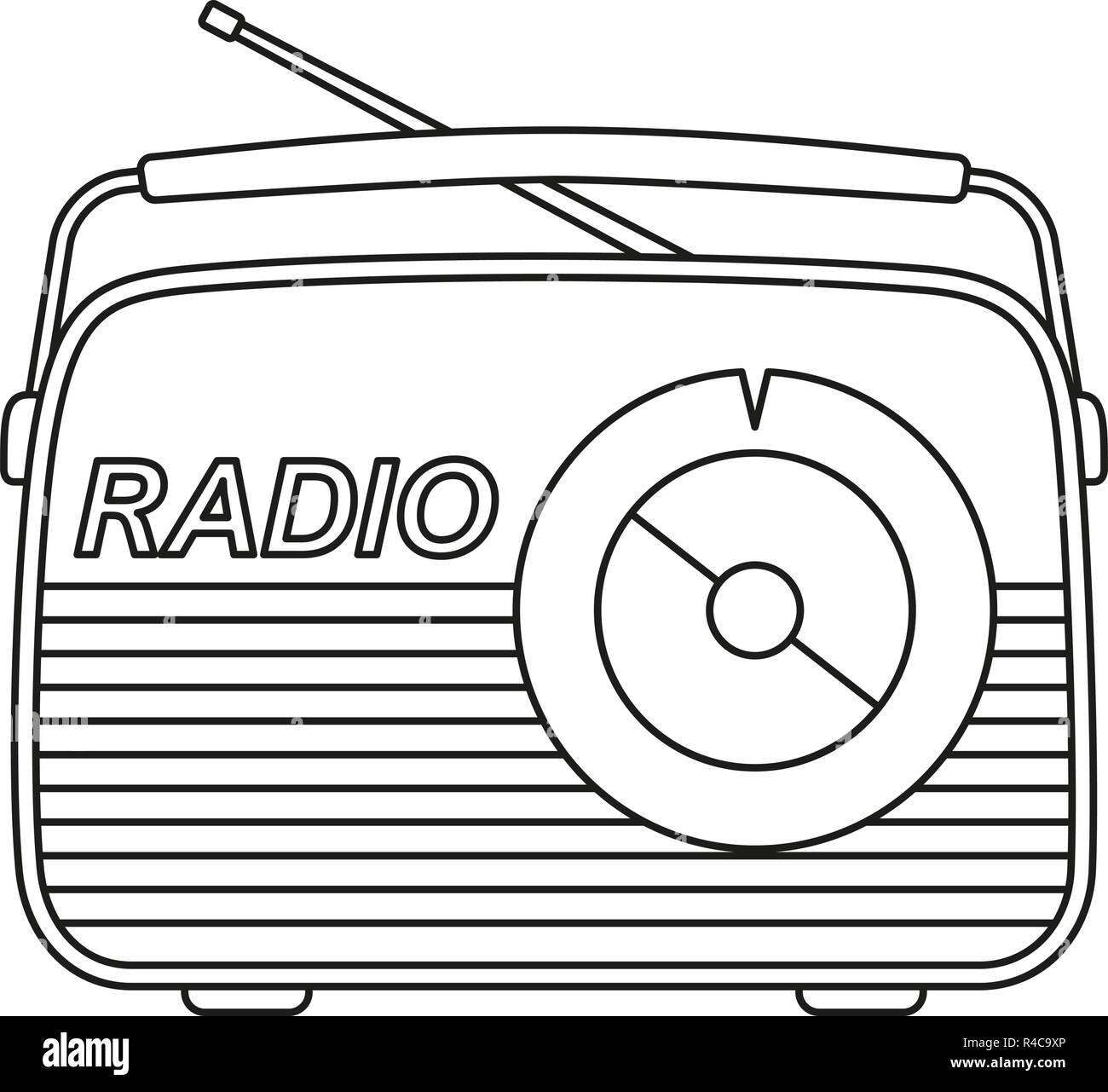 Line Art schwarz und weiß Retro Radio Stock Vektor