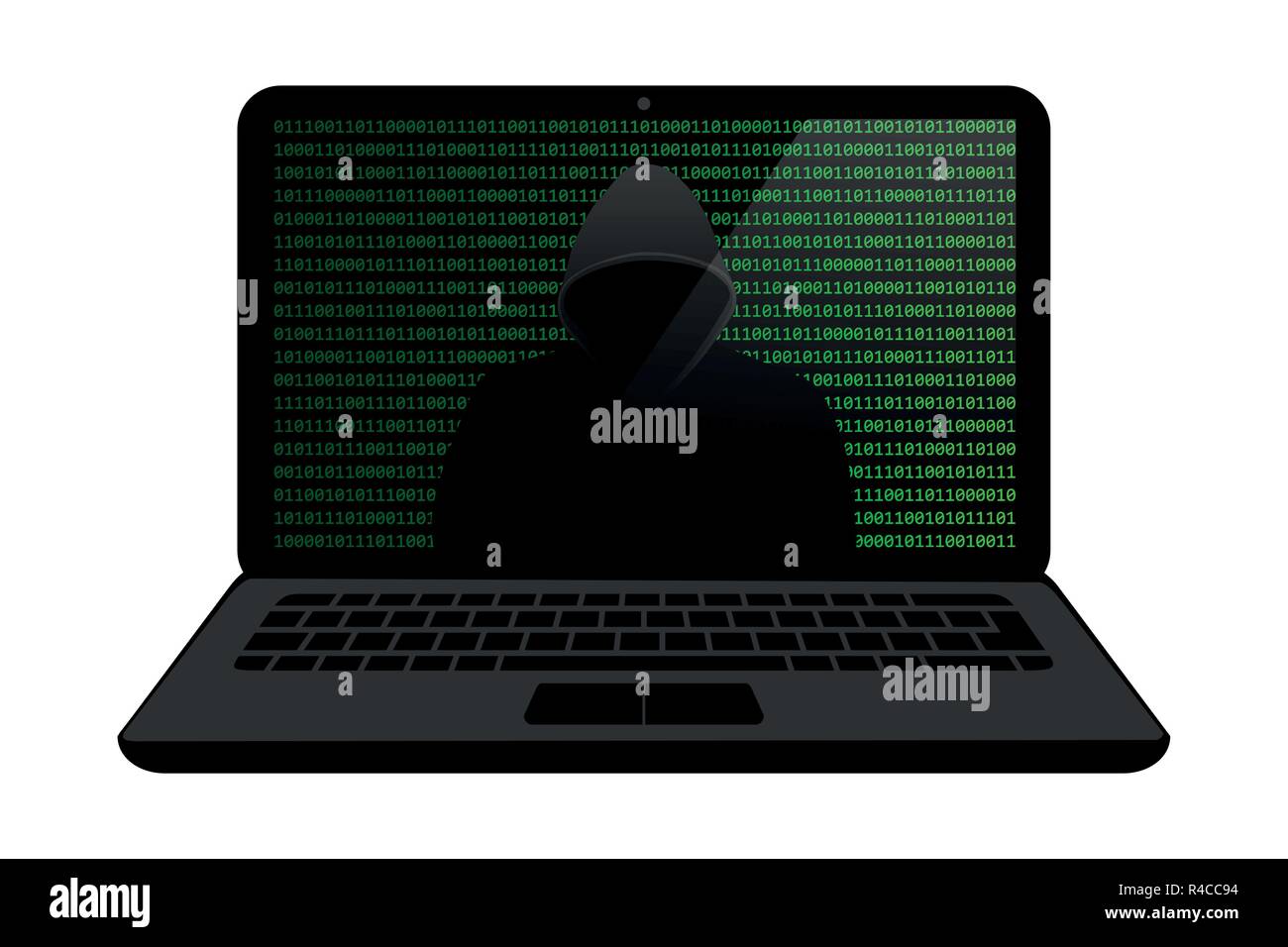 Hacker in den Laptop cyberkriminalität Vektor-illustration EPS 10. Stock Vektor