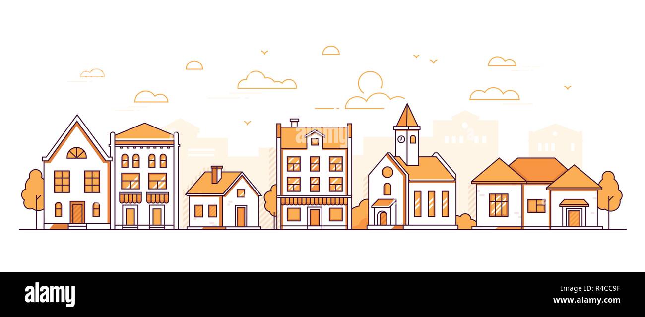 Stadt leben - Moderne thin line Design Vector Illustration Stock Vektor