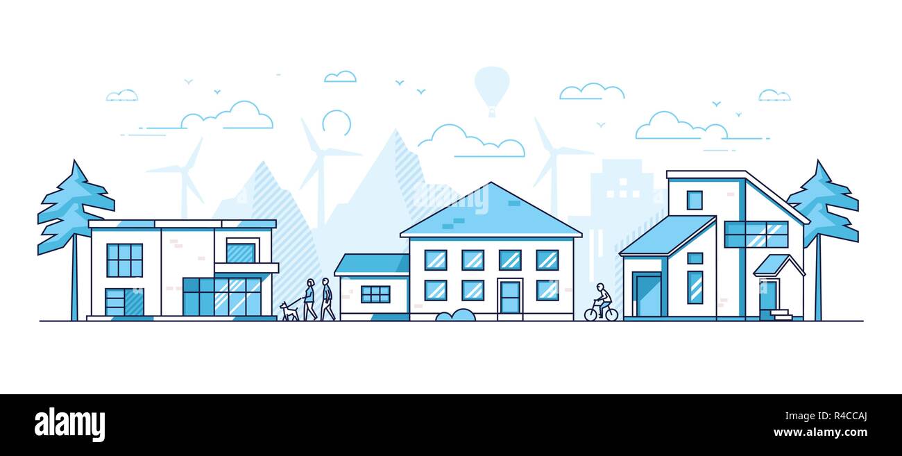 Stadt leben - Moderne thin line Design Vector Illustration Stock Vektor