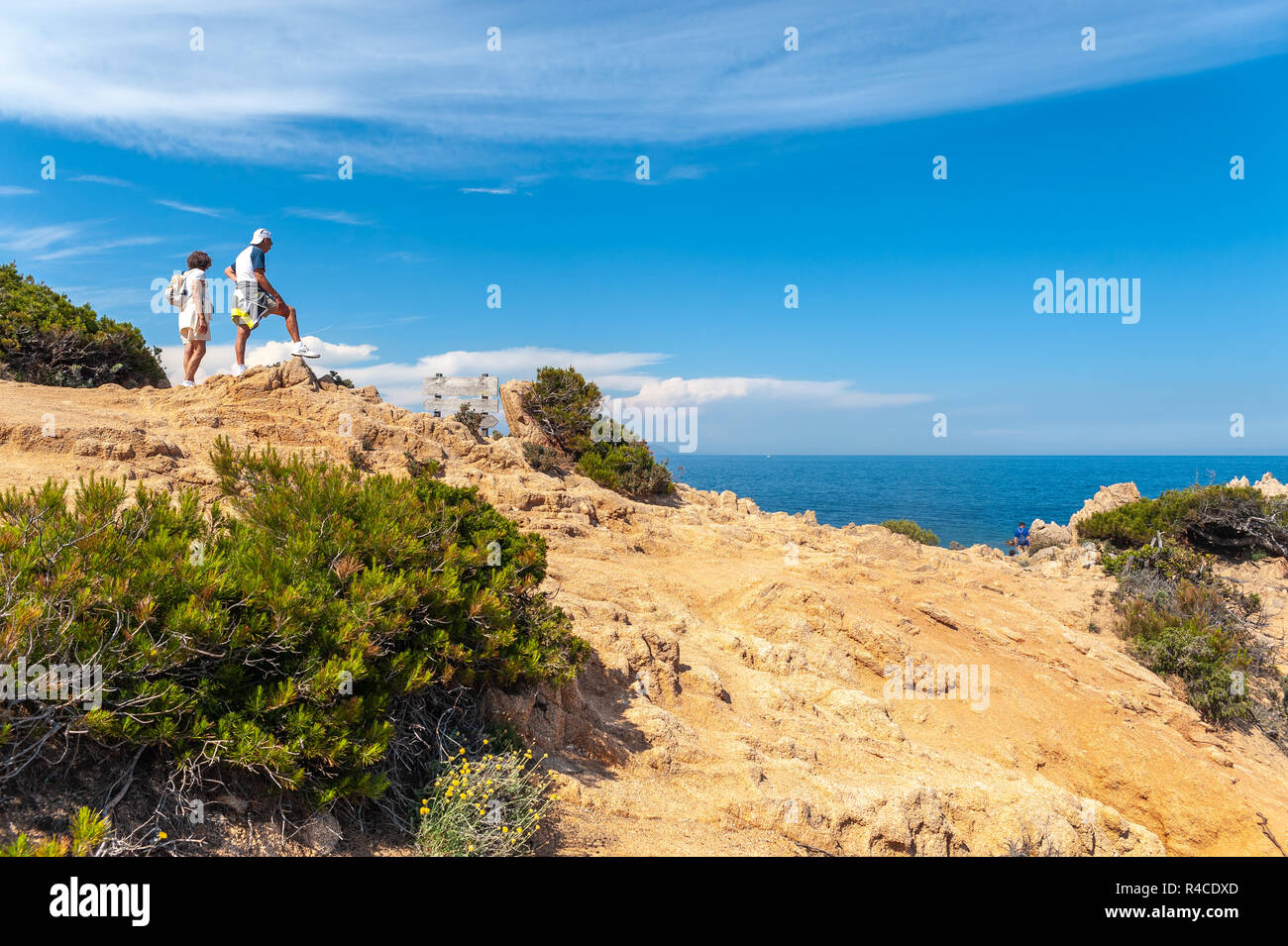 Landspitze am Cap Camarat, Ramatuelle, Var, Provence-Alpes-Cote d'Azur, Frankreich, Europa Stockfoto