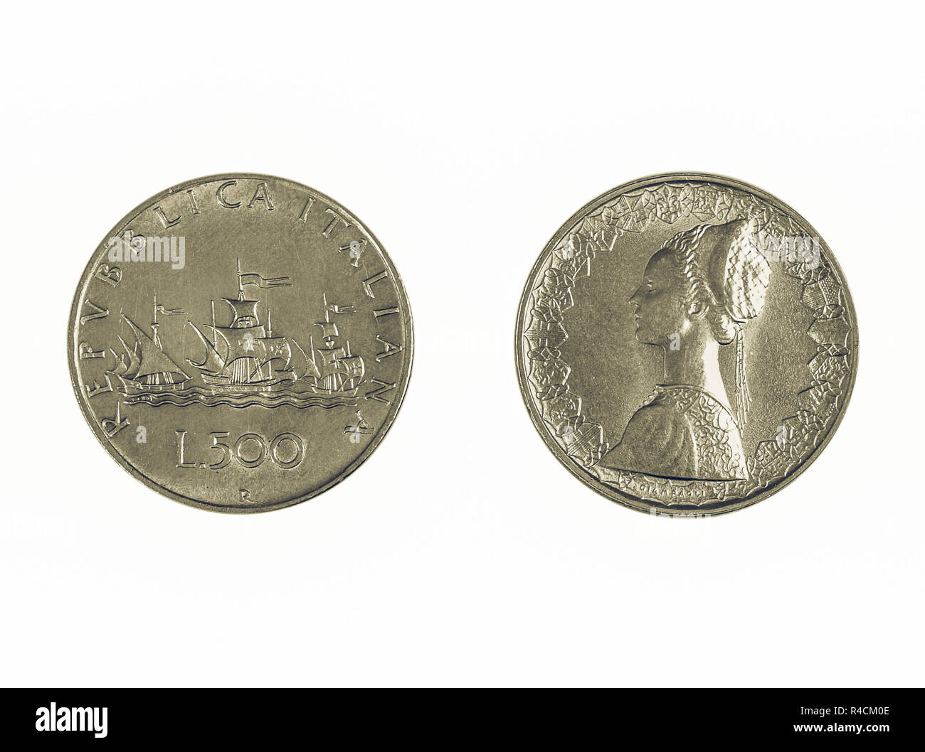Jahrgang 500 italienische Lire Münze Stockfoto