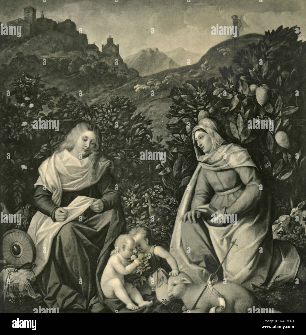 Die Madonna und St. Anne mit dem Heiligen Kinder (die Sempstress Madonna, Gemälde von Giovanni De Busi Cariani AKA, 1930er Jahre Stockfoto