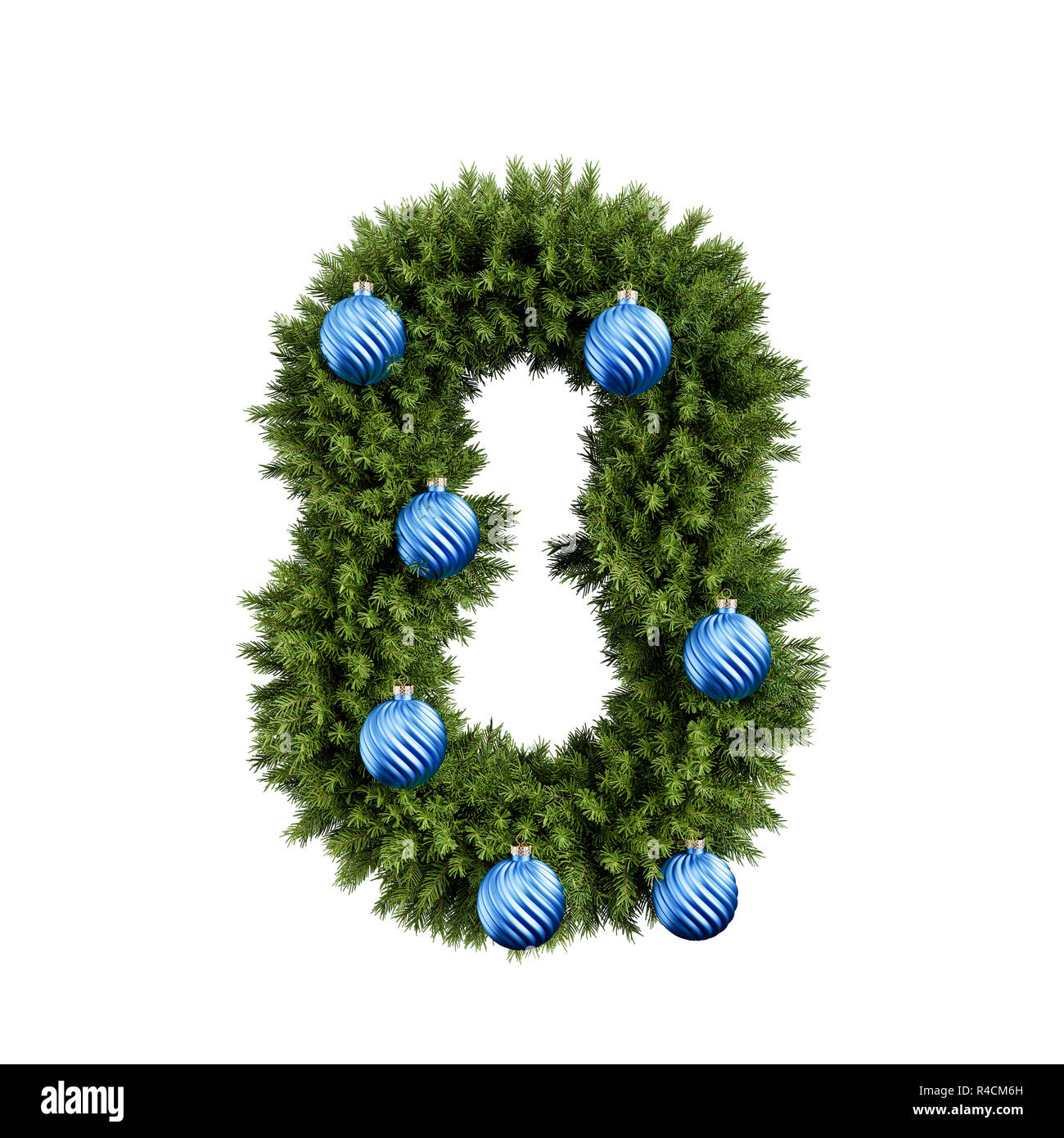Weihnachten alphabet ABC-stellige Nummer 8 acht Font mit Christmas Ball. Christmas tree branches Ziffern Dekoration art mit Weihnachten Sphäre. Sehr rea Stockfoto