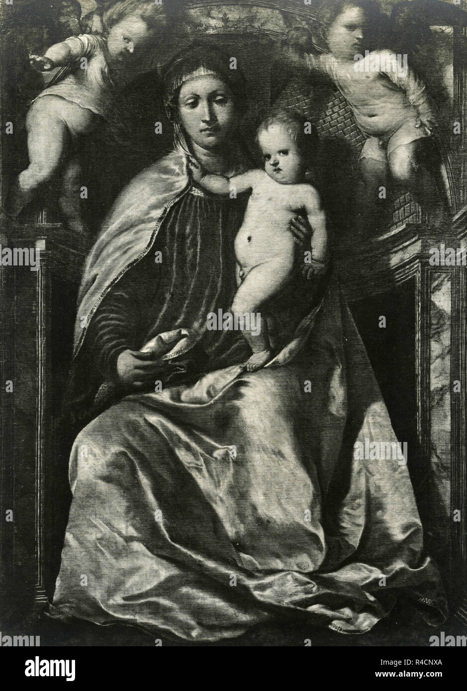 Die Jungfrau und Kind, Malerei von Girolamo Romanino, 1930er Jahre Stockfoto