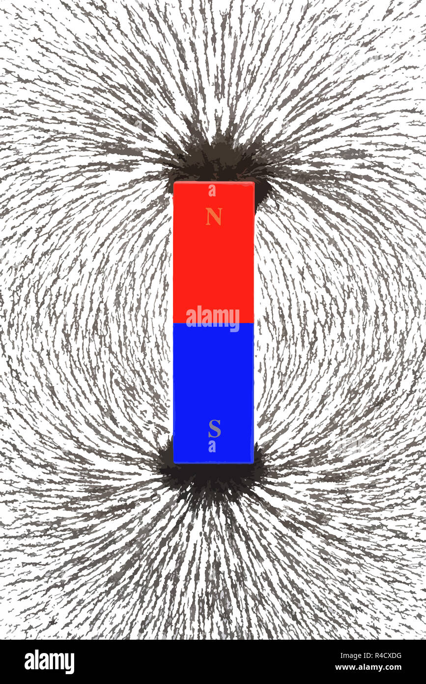Das magnetische Feld, die von Magneten kommt in schöne bunte Licht gezeigt  Stockfotografie - Alamy