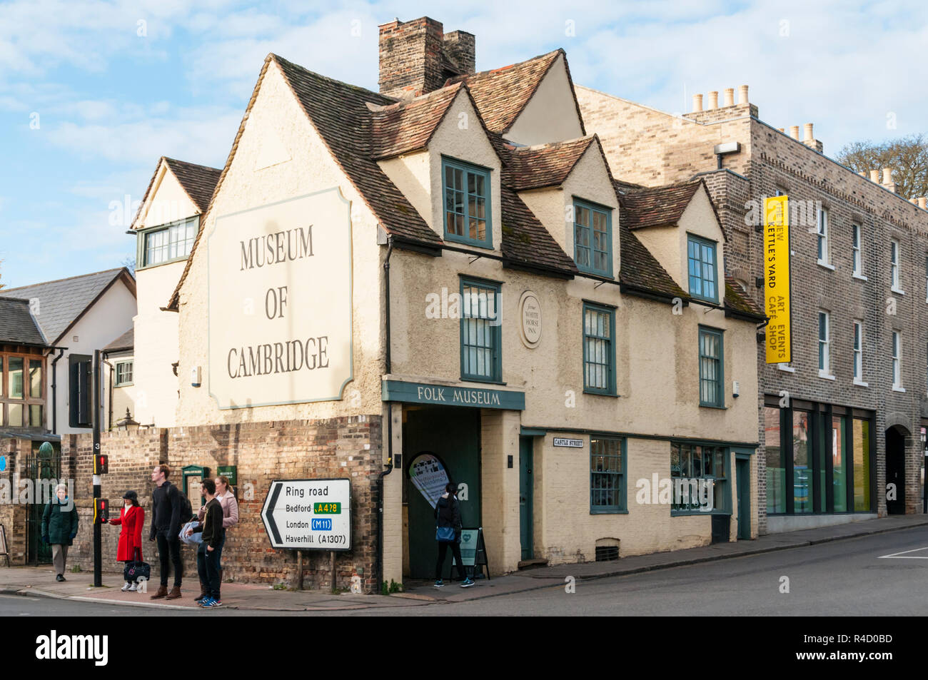 Museum von Cambridge Folk Museum im ehemaligen White Horse Inn. Stockfoto