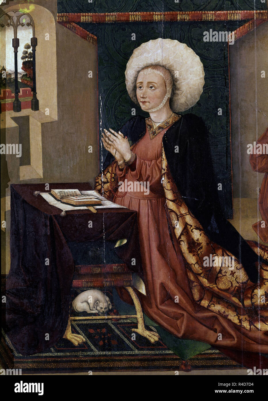 RETABLO DE LOS MARQUESES DE SANTILLANA - las mejores DE LA MARQUESA CATALINA DE FIGUEROA - 1455 - PROCEDE DE LA CAPILLA DEL HOSPITAL DE BUITRAGO. Autor: INGLES, JORGE. Standort: Private Collection. MADRID. Spanien. Stockfoto