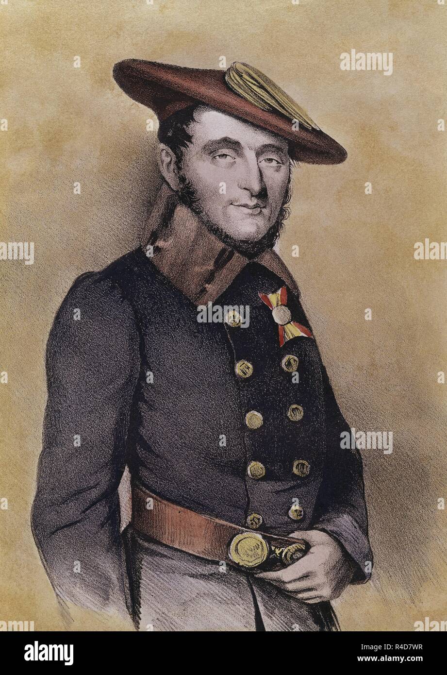 AUGUET DE SAINT-SYLVAIN (1796-1857) - GRABADO DE LA OBRA DON CARLOS Y SUS DEFENSORES - SIGLO XIX. Autor: MAGUES ISIDORO/MAGUES ISIDOR. Standort: Private Collection. MADRID. Spanien. Stockfoto