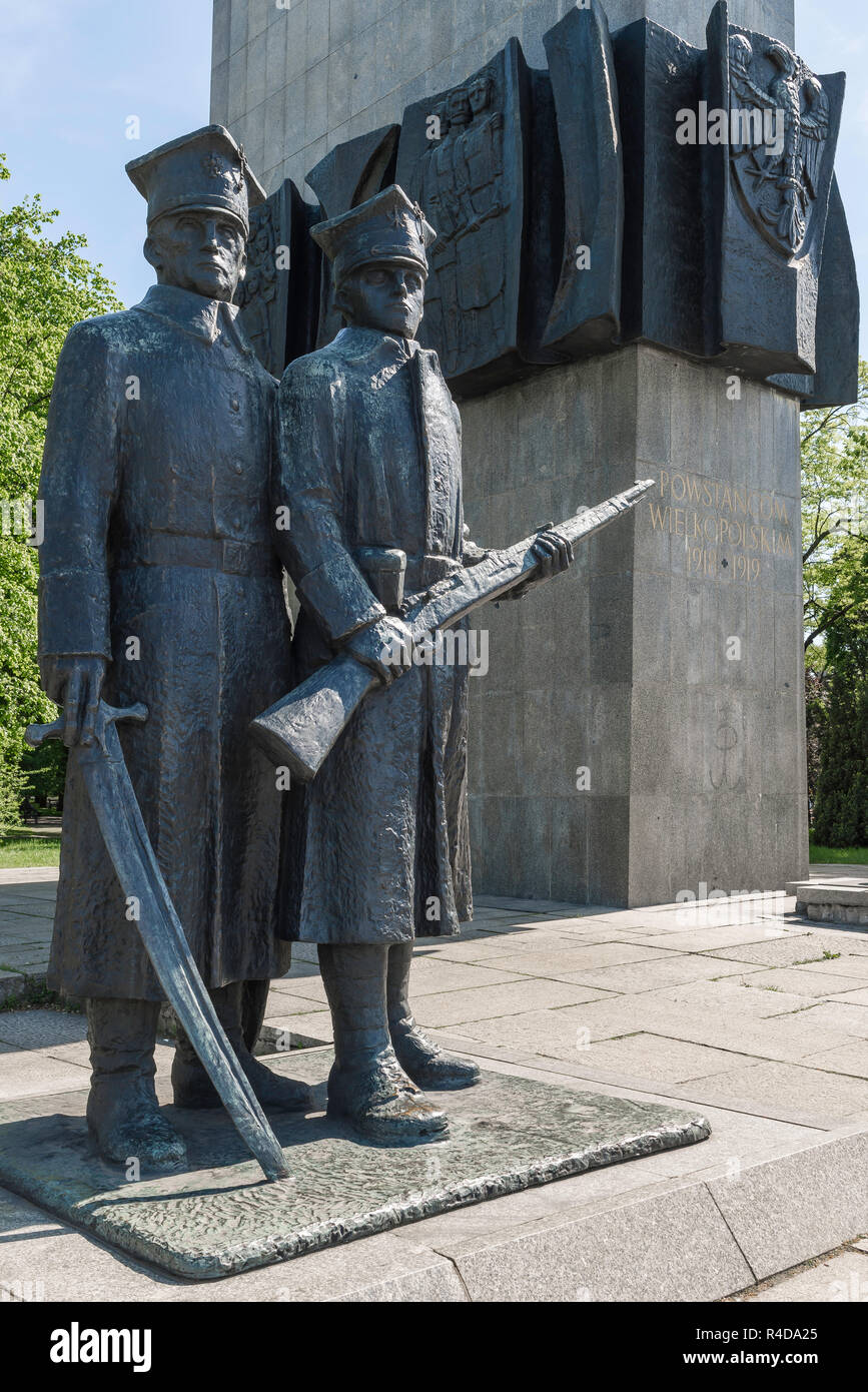 Poznan Denkmal, Ansicht des Posener Aufstandes Denkmal in Posen zur Erinnerung an die Wiedererlangung der nationalen Unabhängigkeit im westlichen Polen im Jahr 1918. Stockfoto