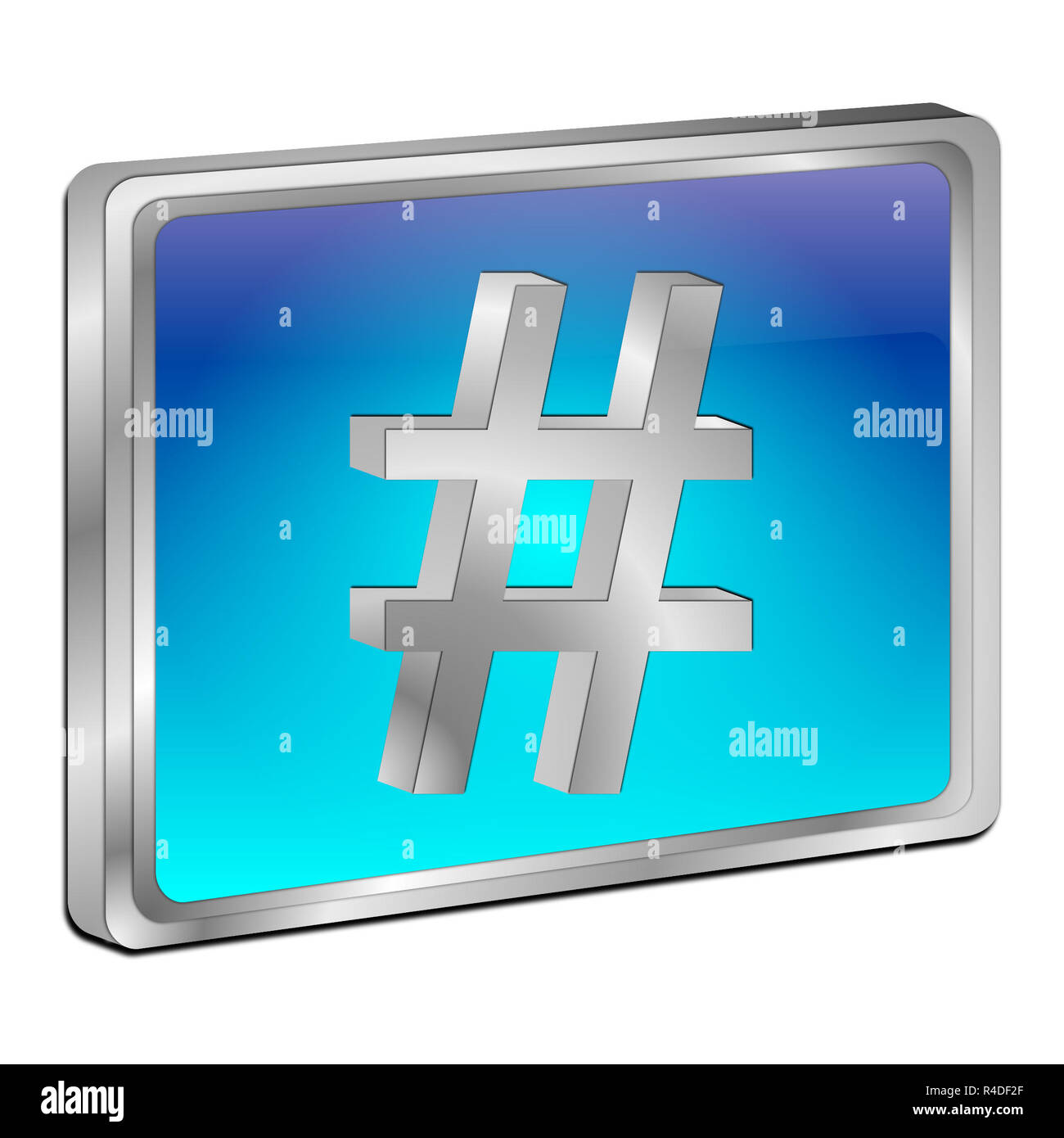 Glänzend blau Hashtag" - 3D-Darstellung Stockfoto