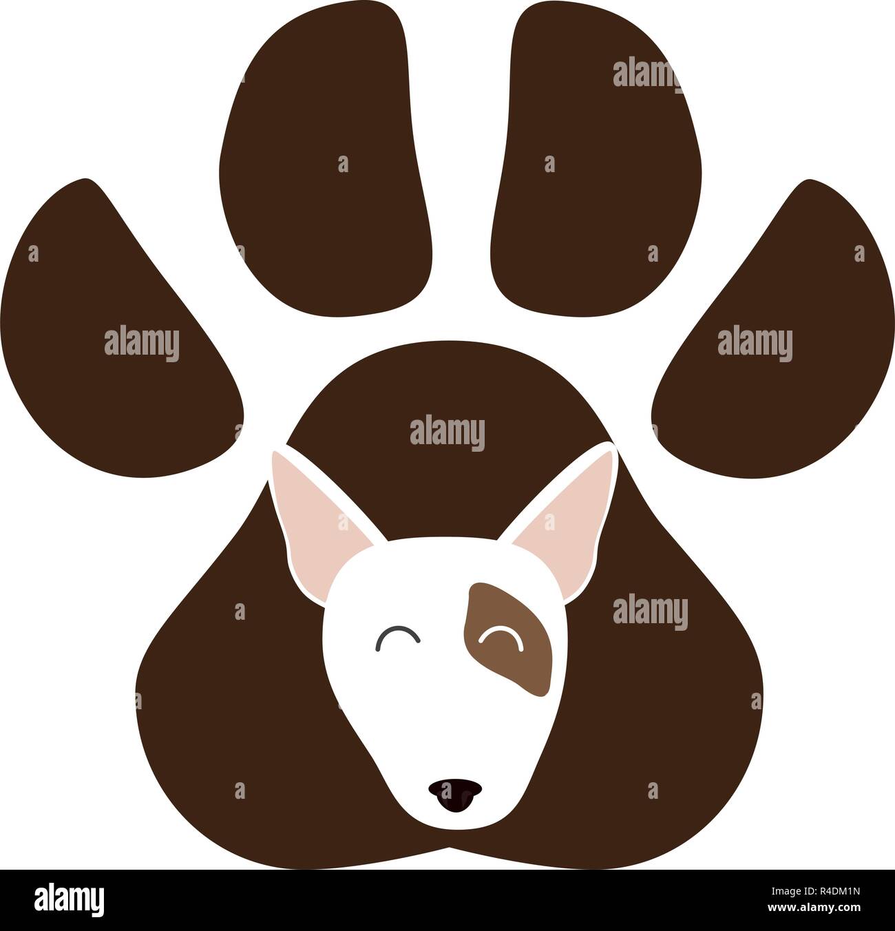 Cute pit bull in den Pfotenabdruck Vector Illustration Design Stock Vektor