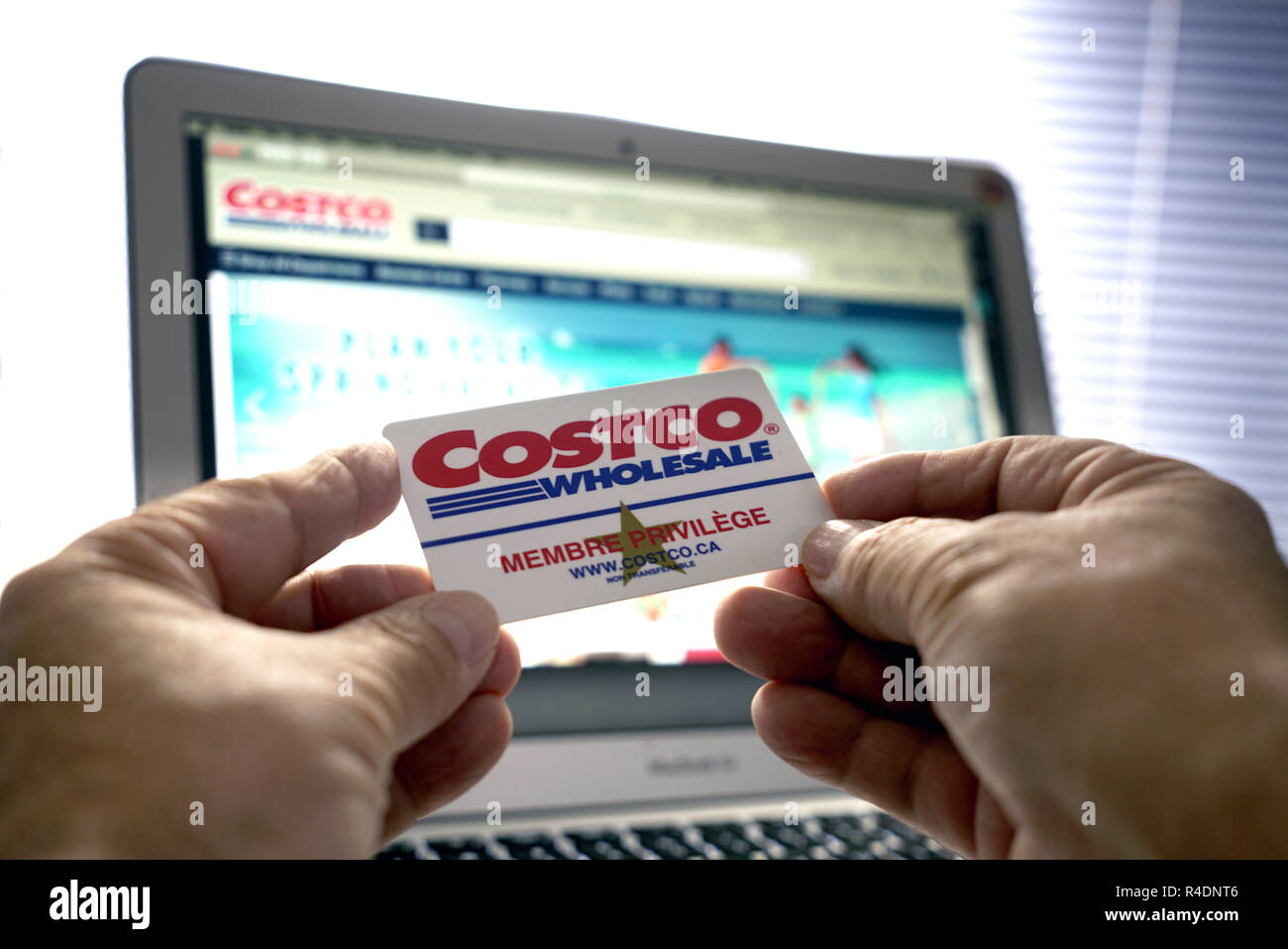 Montreal, Kanada, 26. November 2018. Hände halten ein Costco Mitgliedskarte. Credit: Mario Beauregard/Alamy leben Nachrichten Stockfoto