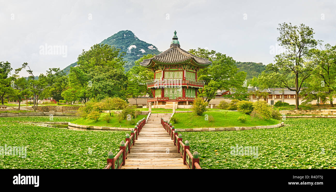 Gyeongbokgung Palast. Südkorea. Panorama Stockfoto