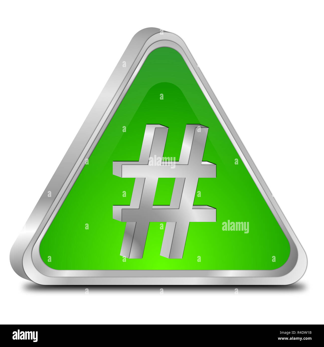 Glänzend grün Hashtag" - 3D-Darstellung Stockfoto