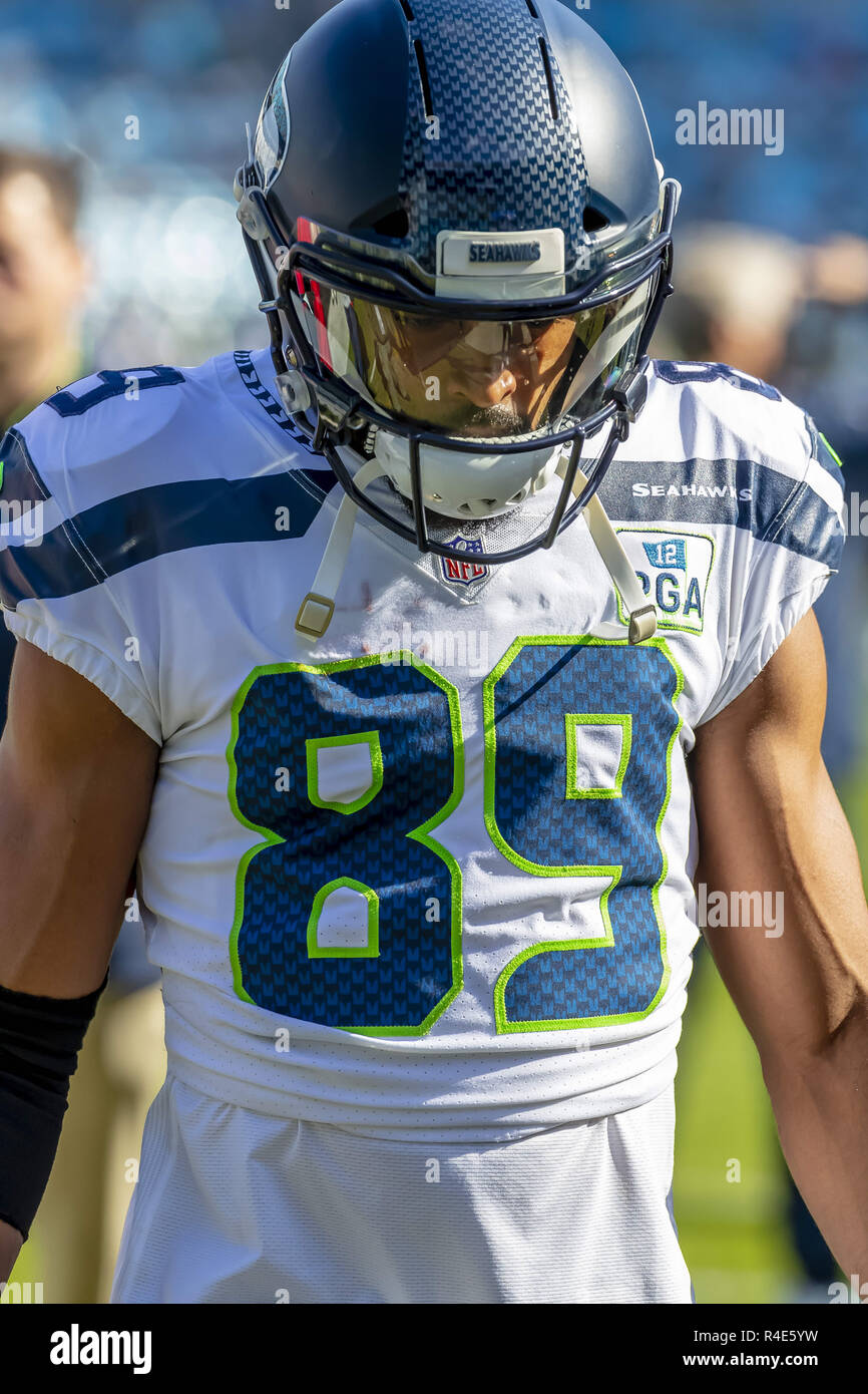 November 25, 2018 - Charlotte, North Carolina, USA - November 25, 2018 - Doug BALDWIN (89) spielt gegen die Carolina Panthers an der Bank von Amerika Stadium in Charlotte, NC. Die Panther verlieren die Seahawks, 30-27. (Bild: © Walter G Arce Sr Asp Inc/ASP) Stockfoto