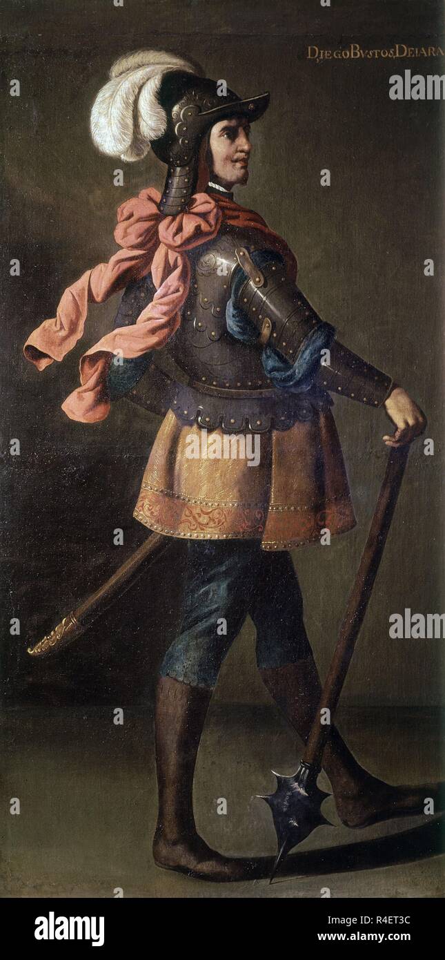 RETRATO DE DON DIEGO BUSTOS DE LARA - SIGLO XVII - BARROCO ESPAÑOL - 111 x 210 SERIE DE LA LEYENDA de los Infantes de Lara. Autor: ZURBARAN, FRANCISCO DE. Standort: Private Collection. MADRID. Spanien. Stockfoto