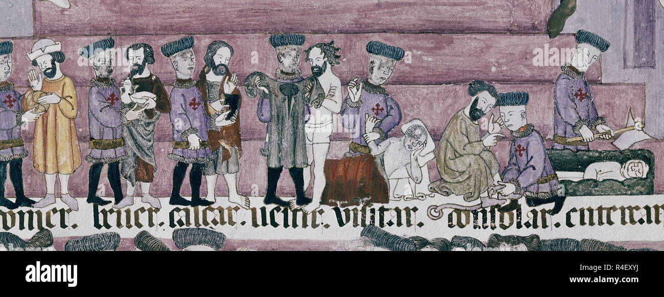 DETAIL DER BIBEL VON ALBA, DIE CHARITY-MS 399-W 25 V - 15. JAHRHUNDERT - REF. ORIGINAL 001792. Standort: Private Collection. MADRID. Spanien. Stockfoto