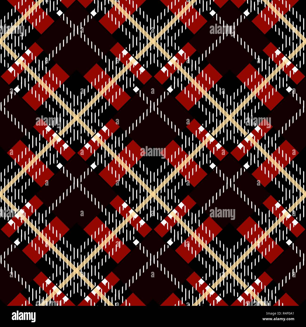 Holzfäller karierte Muster. Die nahtlose Vektor Hintergrund. Abwechselnd schwarze und farbige Zellen überlappen. Vorlage für Kleidung Stoffe. Eps 10. Stock Vektor