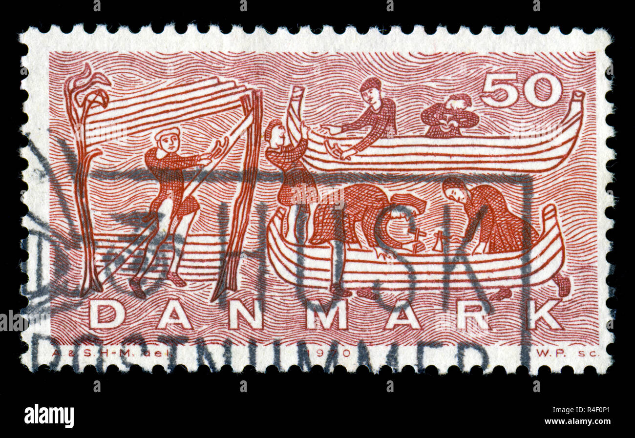 Briefmarke aus Dänemark in der Versand Serie 1970 ausgestellt Stockfoto